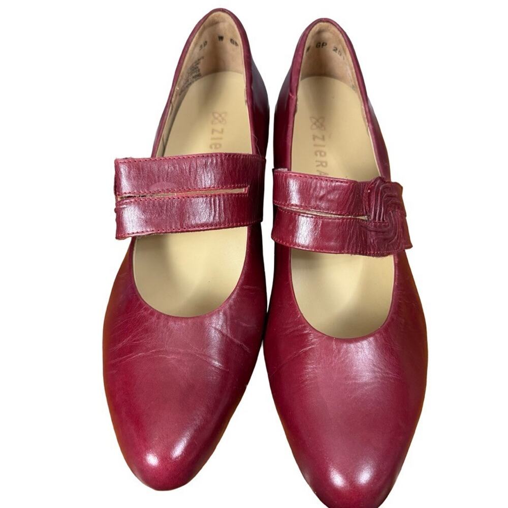 Ziera Kumfs Veil Burgundy Kitten Heels Mary Jane Leather Shoes Comfort 39/ 8.5 W - Picture 6 of 16